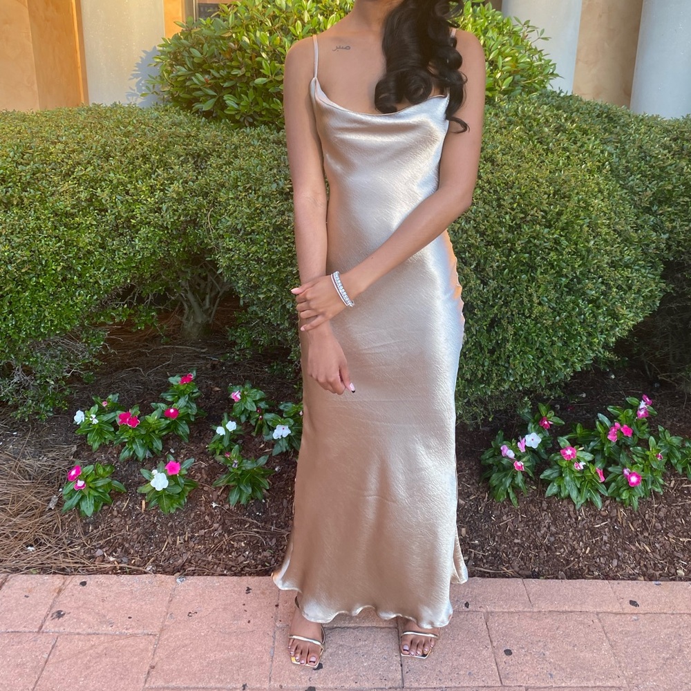 Elegant Gold Satin Gown